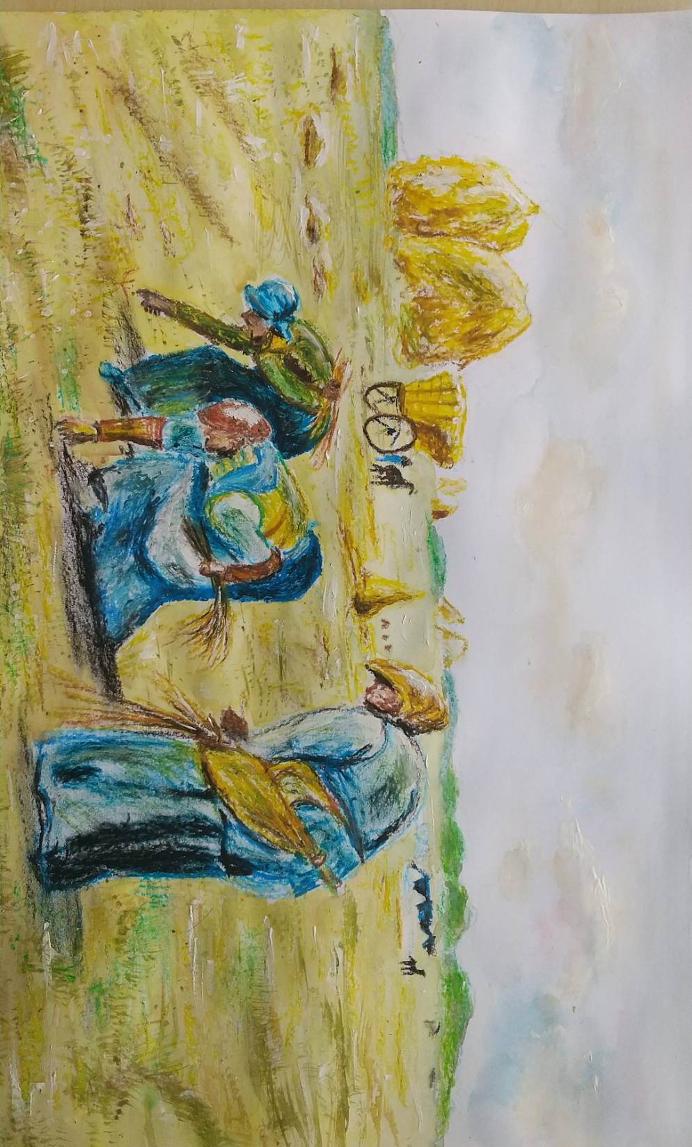 高い米  落穂拾いで  節約だ